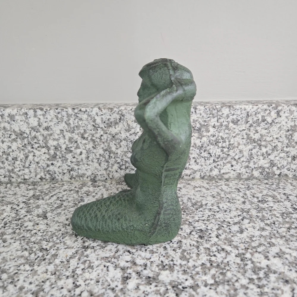Cast Iron Green Mermaid Figurine - Picture 3 of 9